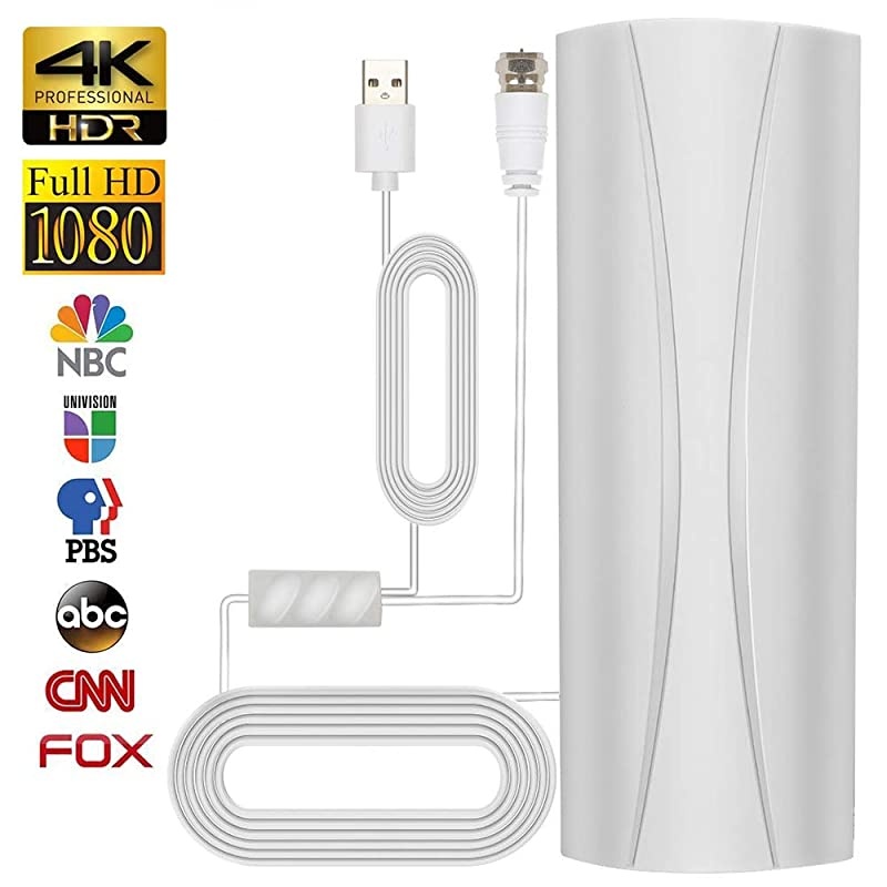 Newest Amplified HD Digital TV Antenna 150 Miles Range HDTV Antenna with 36ft Long Coax Cable Support All TelevisionOutdoorIndoor TV Antenna for Free Local Channels 4K HD 1080P VHF UHF White