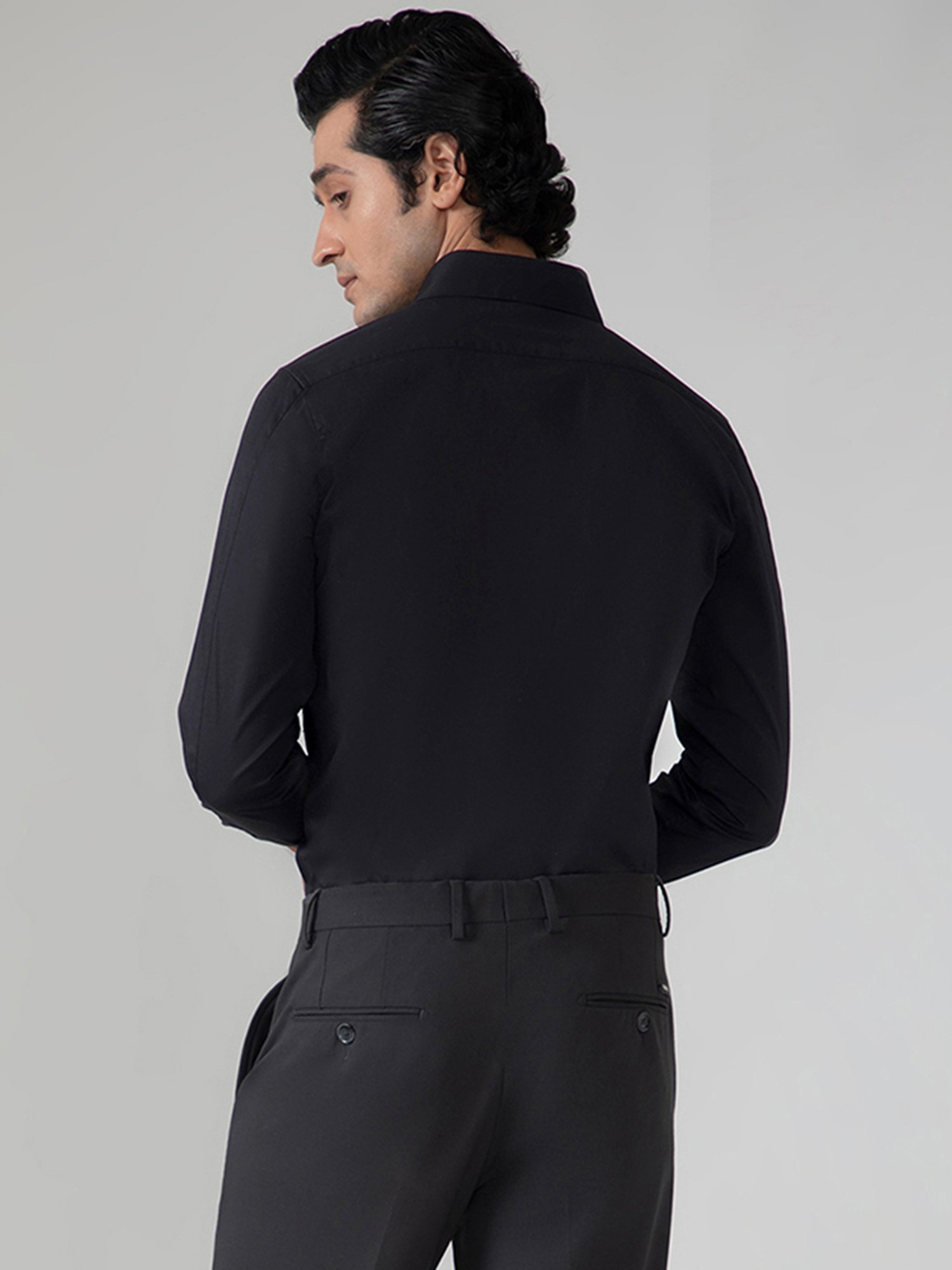 SUBTRACT Black Slim Fit Shirt