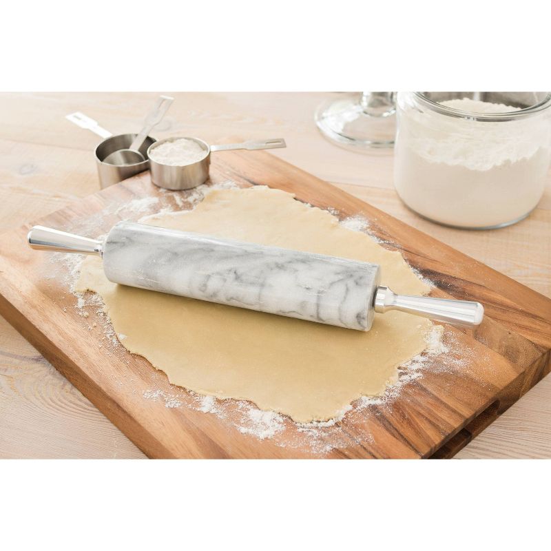 Marble Rolling Pin with Metal Handles White - Fox Run