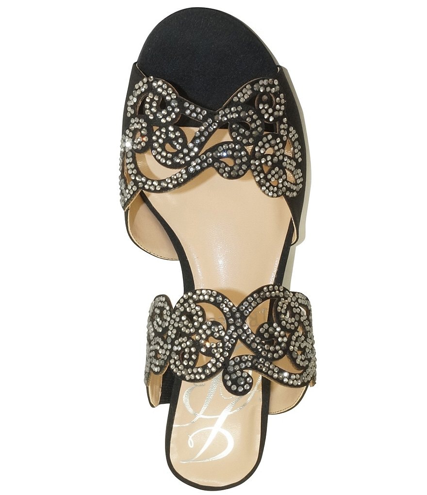J. Renee Francie Satin Rhinestone Embellished Slides