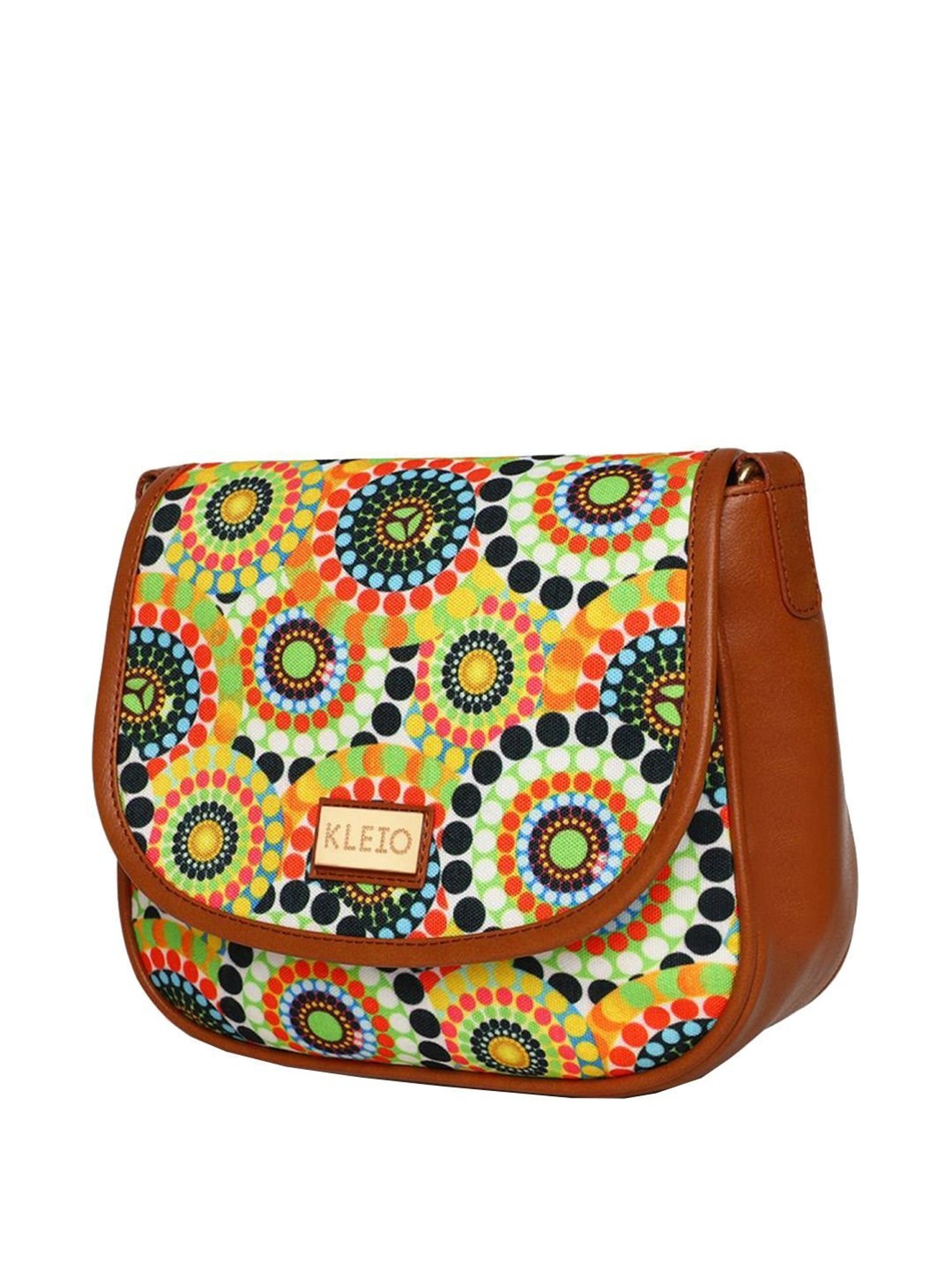 KLEIO Tan Printed Medium Sling Handbag
