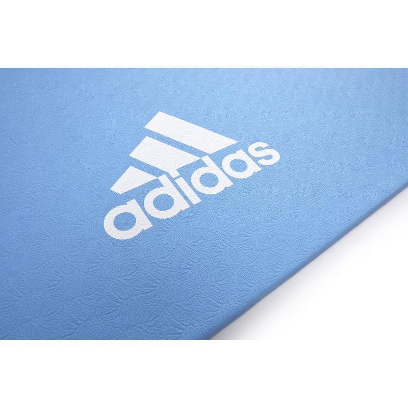 Adidas ADYG-10100GB Universal Exercise Roll Up Slip Resistant Fitness Pilates and Yoga Mat, 8mm Thick, Glow Blue