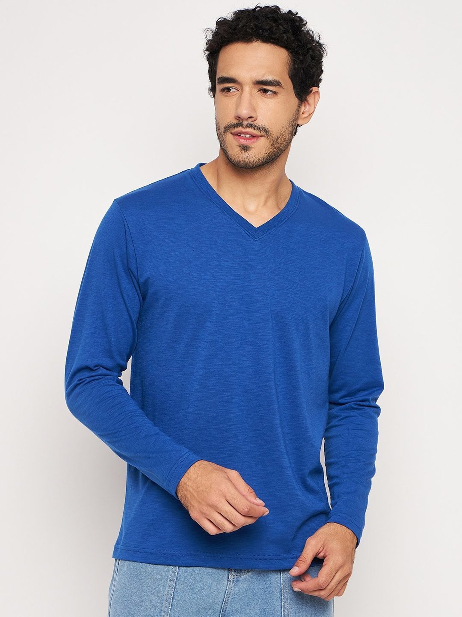 Club York Blue Cotton Regular Fit T-Shirt