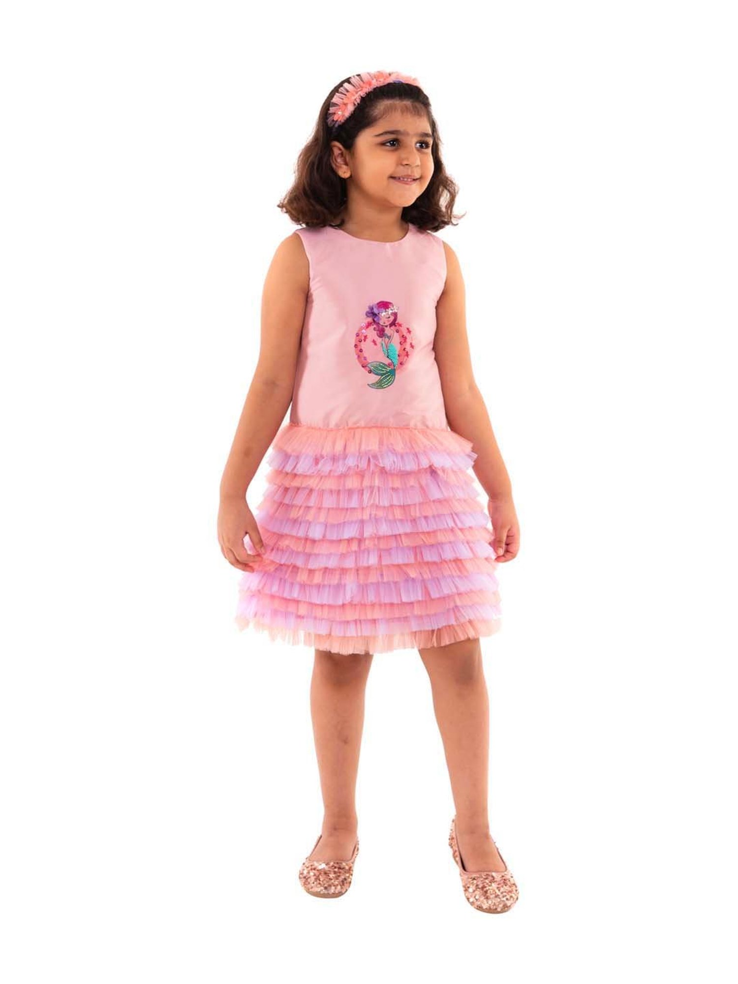 A Little Fable Kids Pink Embellished Dress