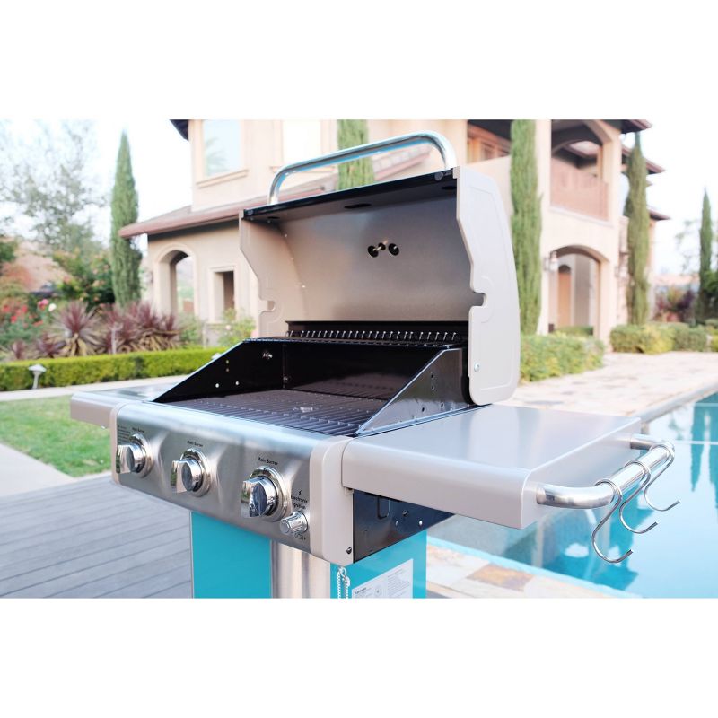 Kenmore 3-Burner Outdoor Patio Gas BBQ Propane Grill PG-4030400LD-TL Teal
