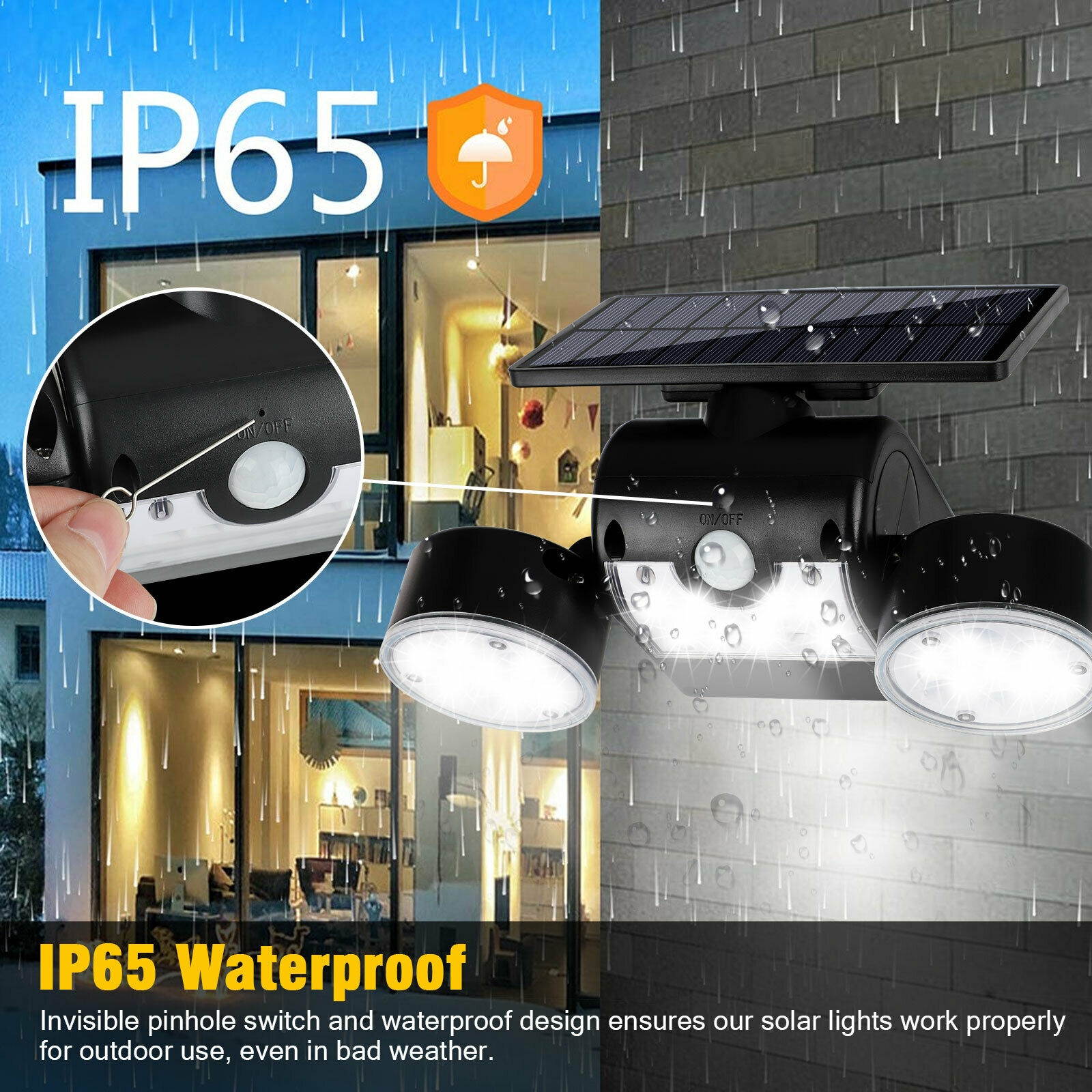 Solar Motion Sensor Detector Home Security Light Flood Guardian Torch Spotlight