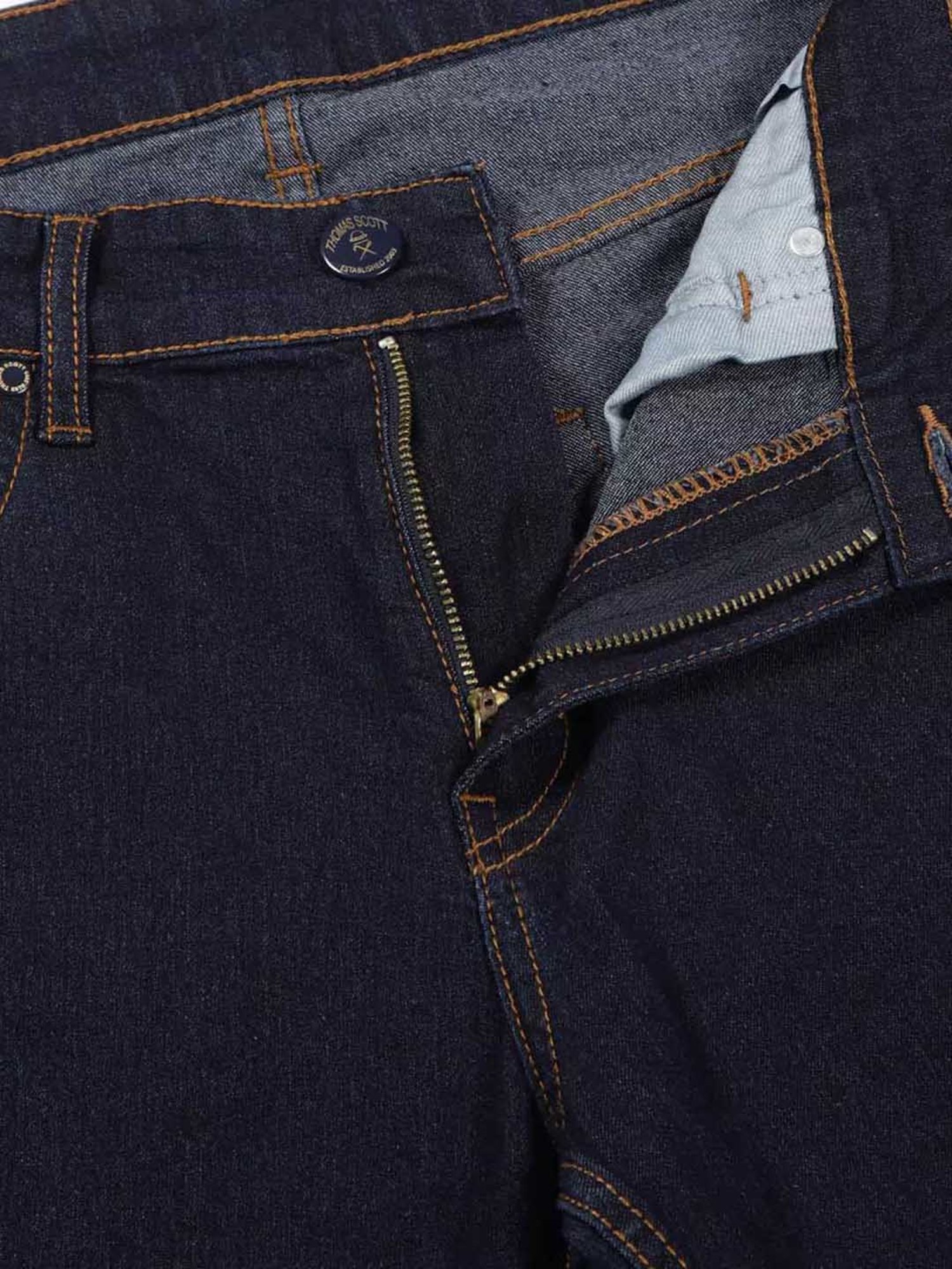 Thomas Scott Blue Regular Fit Lightly Washed Stretchable Jeans