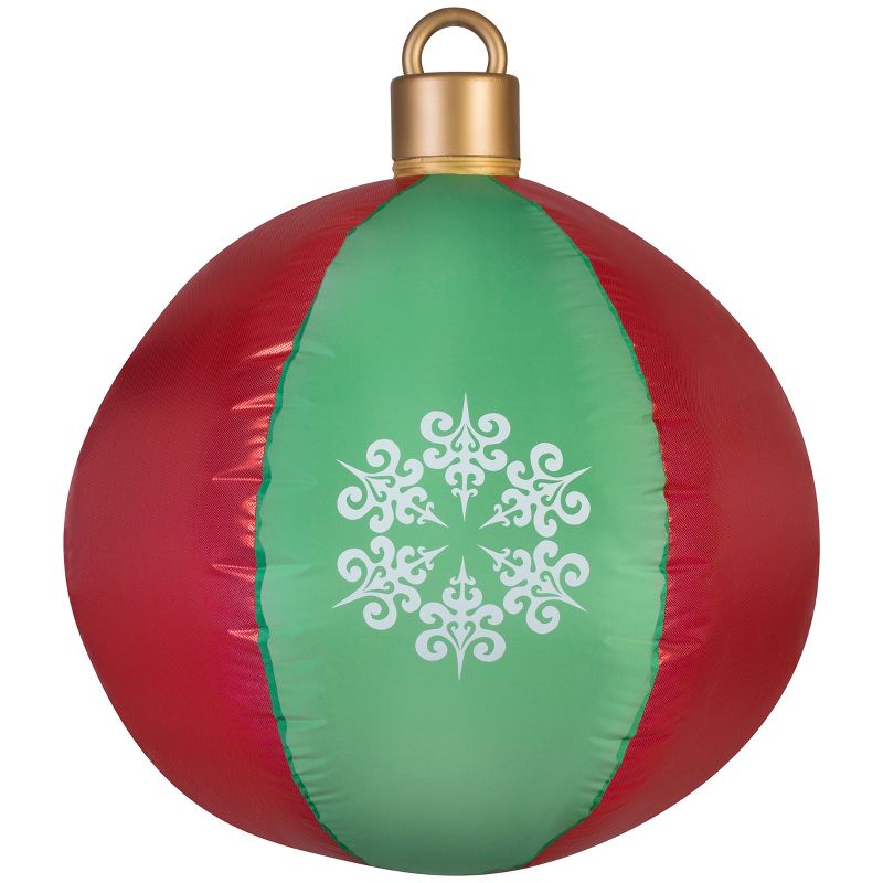 Gemmy Christmas Airblown Inflatable Mixed Media Hanging Ball Ornament (Red & Green), 2.5 ft Tall