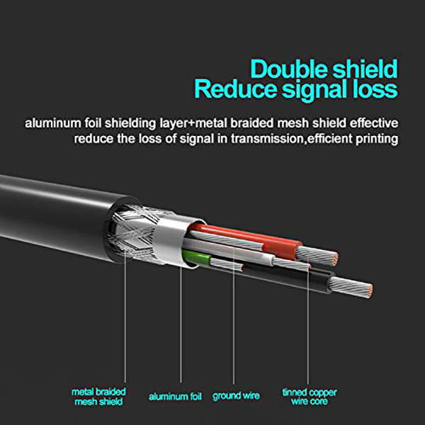 Hannord USB Printer Cable, Computer USB2.0 Printer Scanner Cable High Speed A Male to B Male Cord Compatible with HP, Canon, Dell, Epson, Lexmark, Xerox, Samsung and More (5FT)