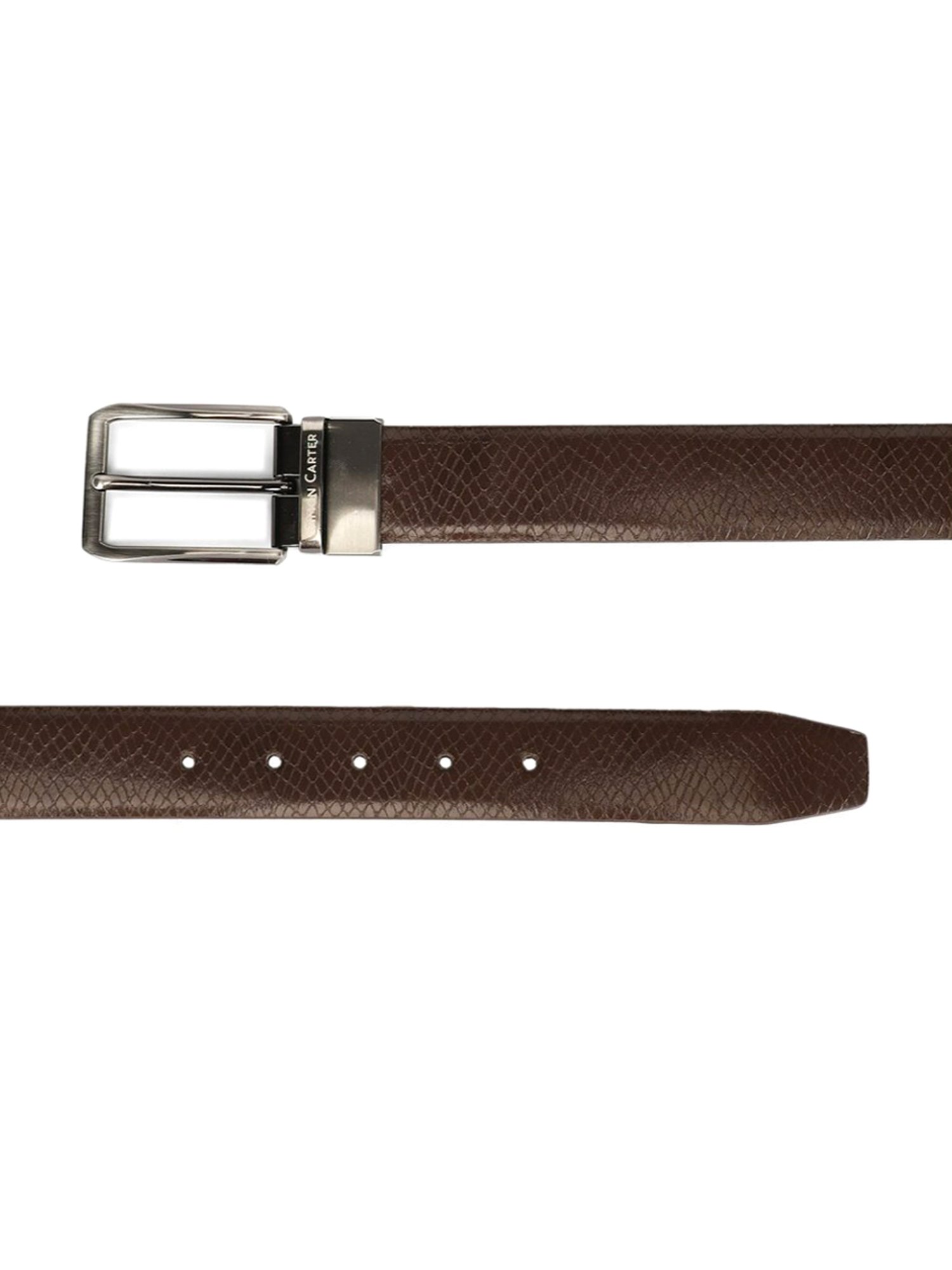 Simon Carter Brown Leather Animal Effect Reversible Belt for Men