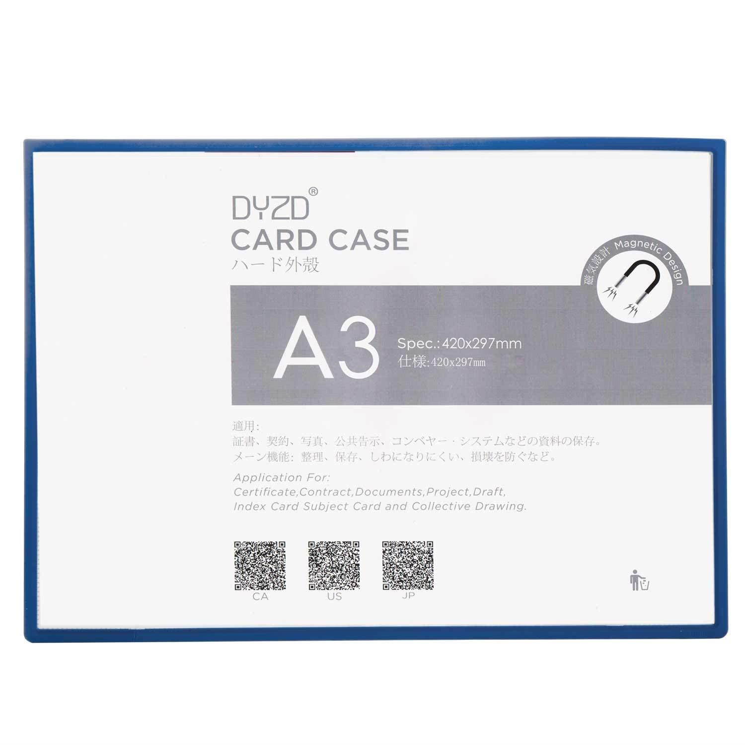 DYZD Magnetic Sign Holder Magnet Plus Certificate Holders Document Covers, Holds 16.53"&times;11.69" documents, Multi-Colored Frame(Blue,1 PCS)