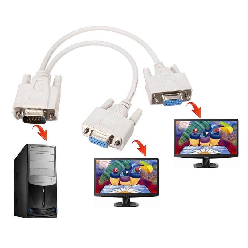 cables direct online 15ft svga + audio monitor cable, male to male 1080p super vga display cord for pc projector laptop tv