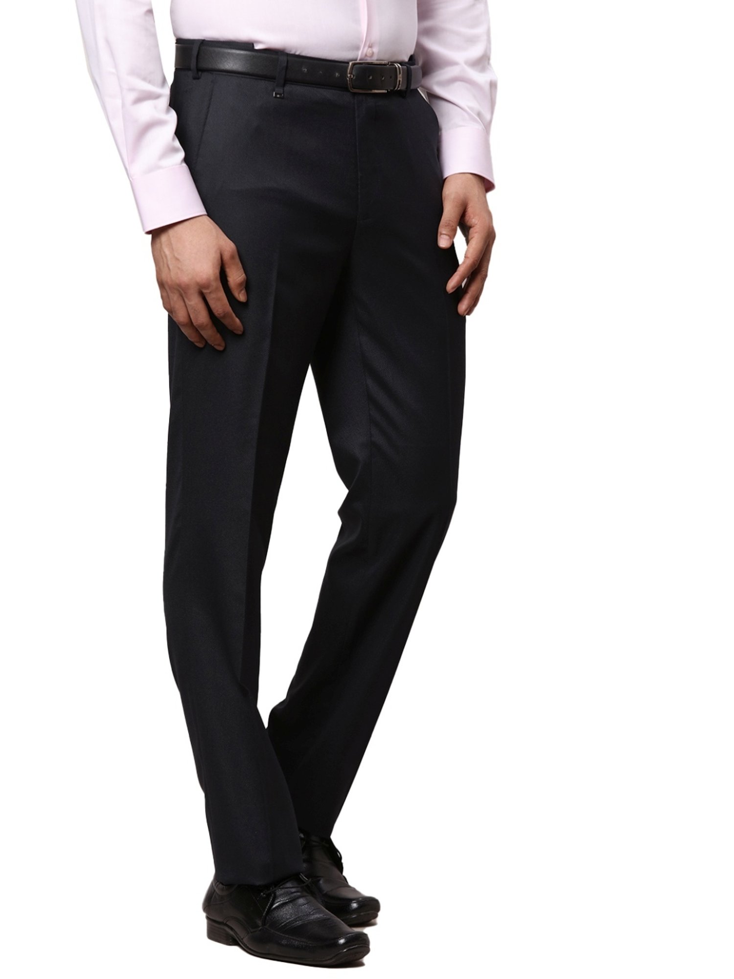 Raymond Blue Contemporary Fit Texture Trousers