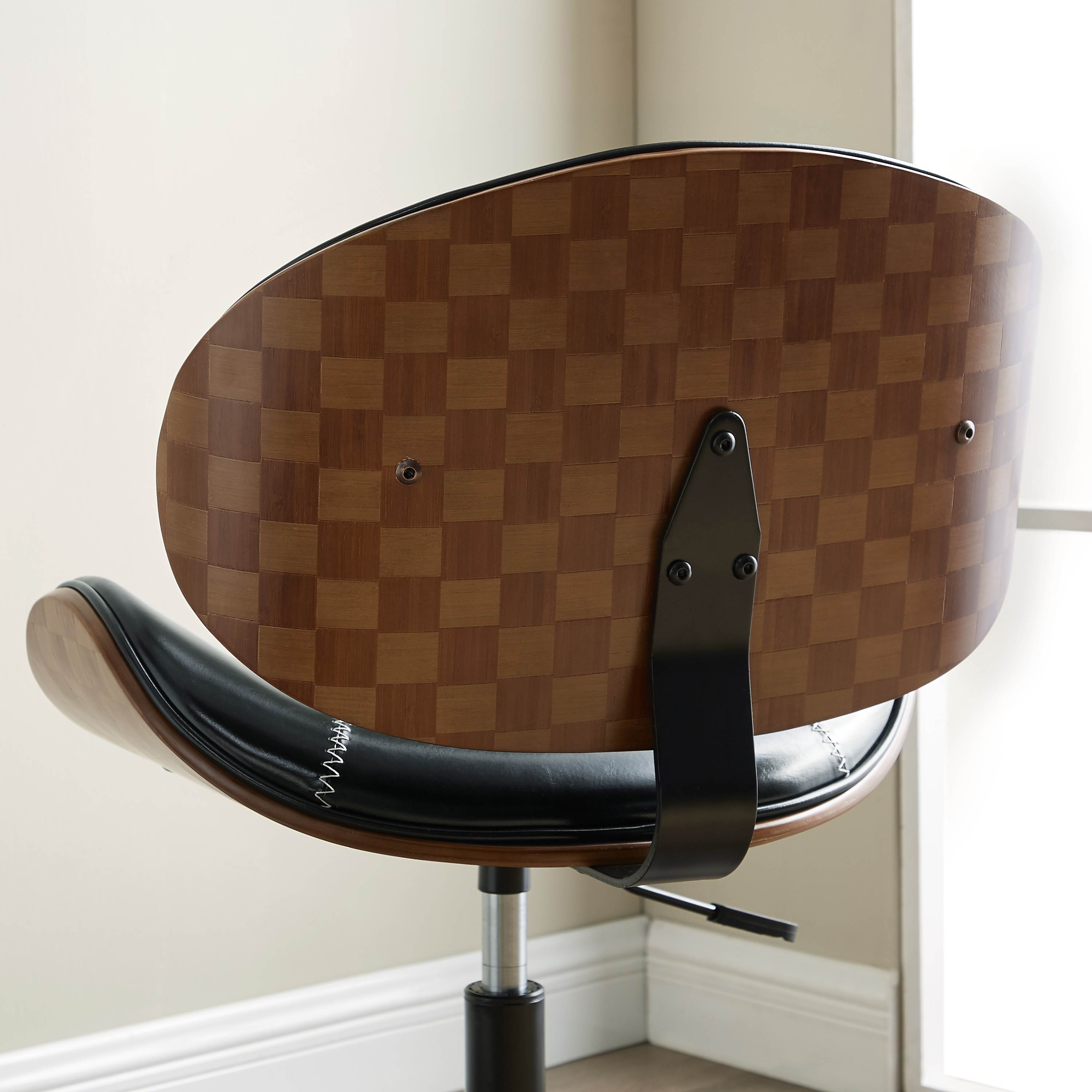 Art-Leon Faux Leather Upholstery Swivel Accent Home Office Desk Chair with 5 Casters and Unique Chess-Board Back Deco