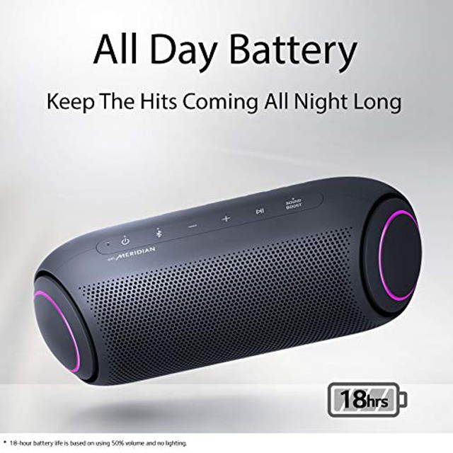 LG PL5 XBOOM Go Water-Resistant Wireless Bluetooth Party Speaker with Up to 18 Hours Playback - Black