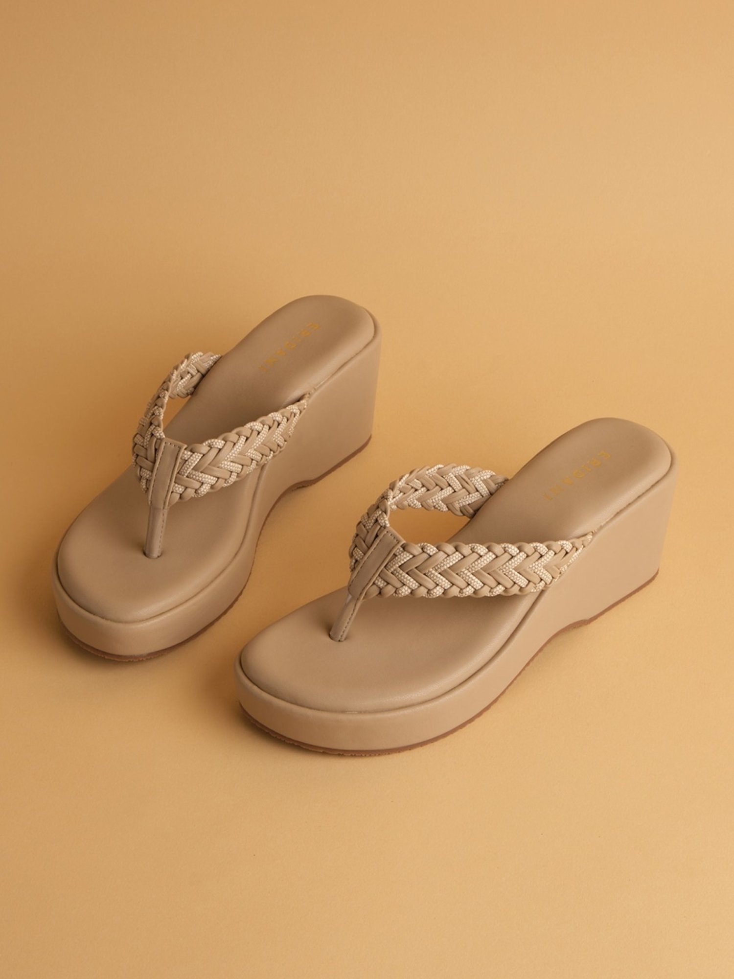 Eridani Women's Mia Beige Thong Wedges