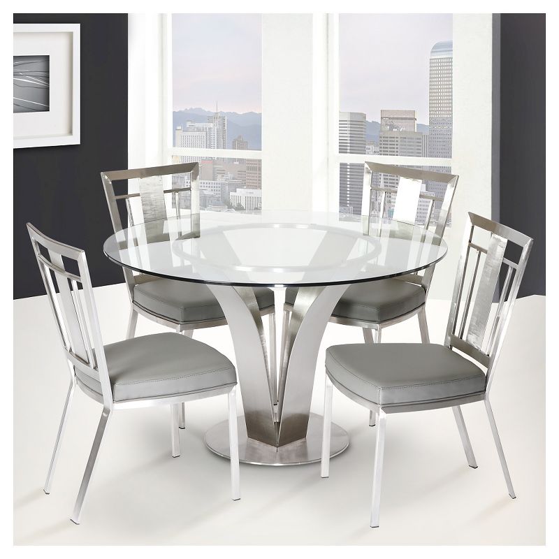 Set of 2 Cleo Contemporary Dining Chair - Gray And Stainless Steel - Armen Living