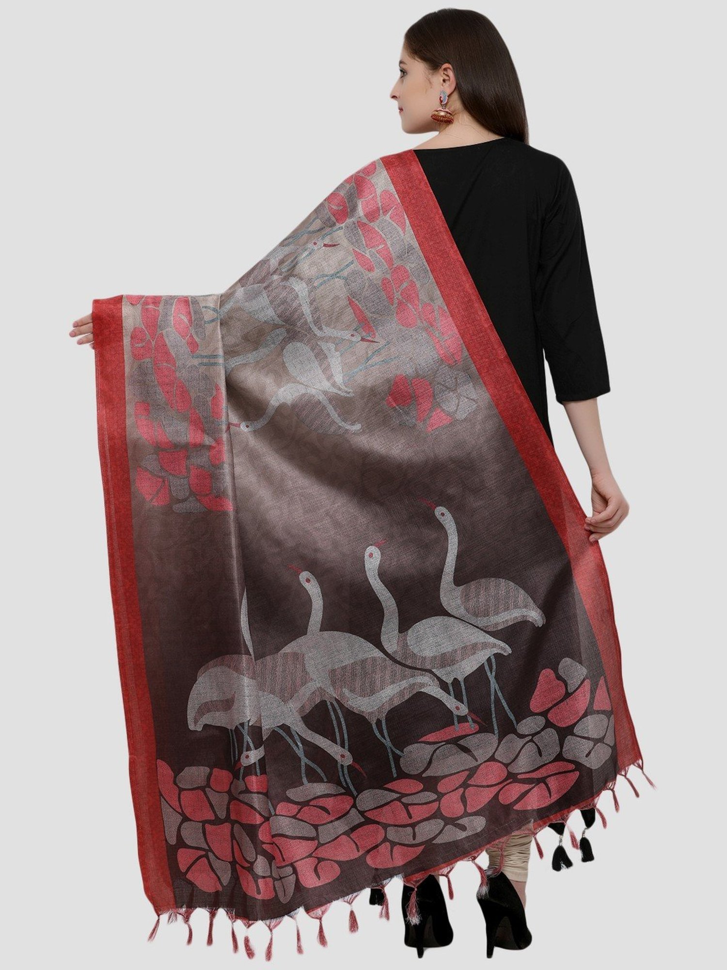 Saree Mall Brown Printed Dupatta