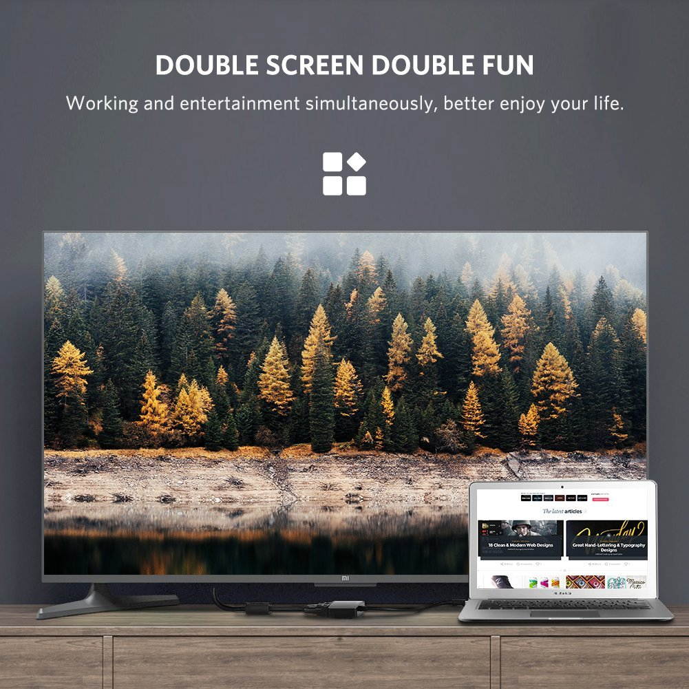 UGREEN Mini DisplayPort (Thunderbolt) to HDMI VGA Adapter Converter for Apple Mac Book Air, MacBook Pro, iMac, Mac mini, Microsoft Surface Pro 1/Pro 2/Pro 3, Thinkpad X1, Google Chromebook Pixel etc