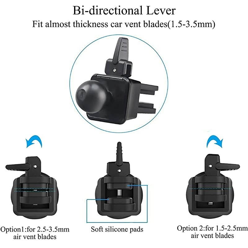 Car Air Vent Cell Phone Holder | Rubber Clamps | Suitable for Varying Thickness of Vent Blades | HandsFree Driving | For a Variety of Cell Phones | 56 x 33 x 28