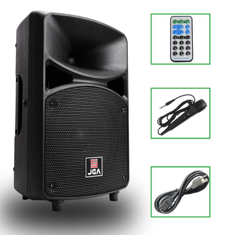 Active PA Speaker System, 8 inch Compact And Portable DJ speakers with Bluetooth MP3/SD/FM/Remote Control/Wired microphone