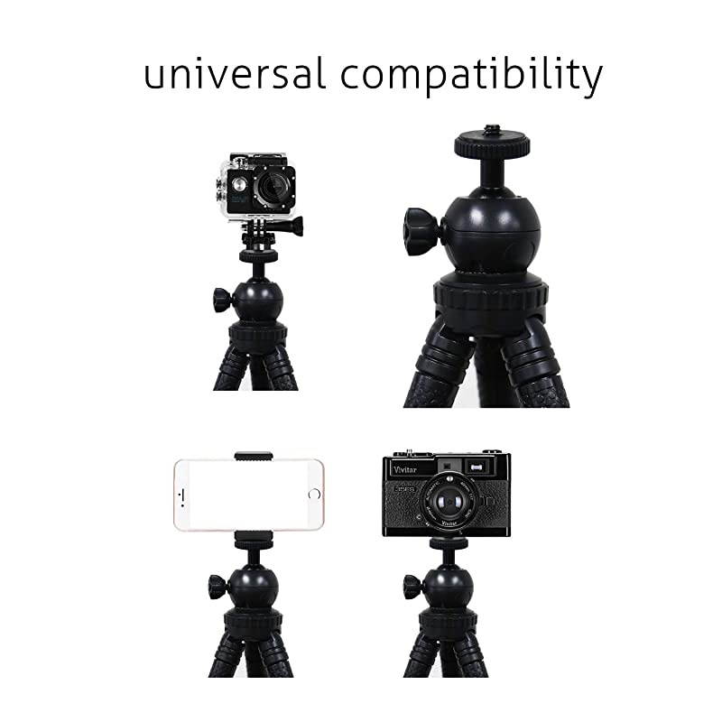 Phone Tripod Mount Stand Camera Holder Compatible with iPhone 1111 Pro11 Pro MaxXXsXR Xs Max 8 7 7 Digtal Camera Galaxy s20 s20+ S20Ultra s10 Plus S9+ S8 S7 S7 Edge Camera and More Black