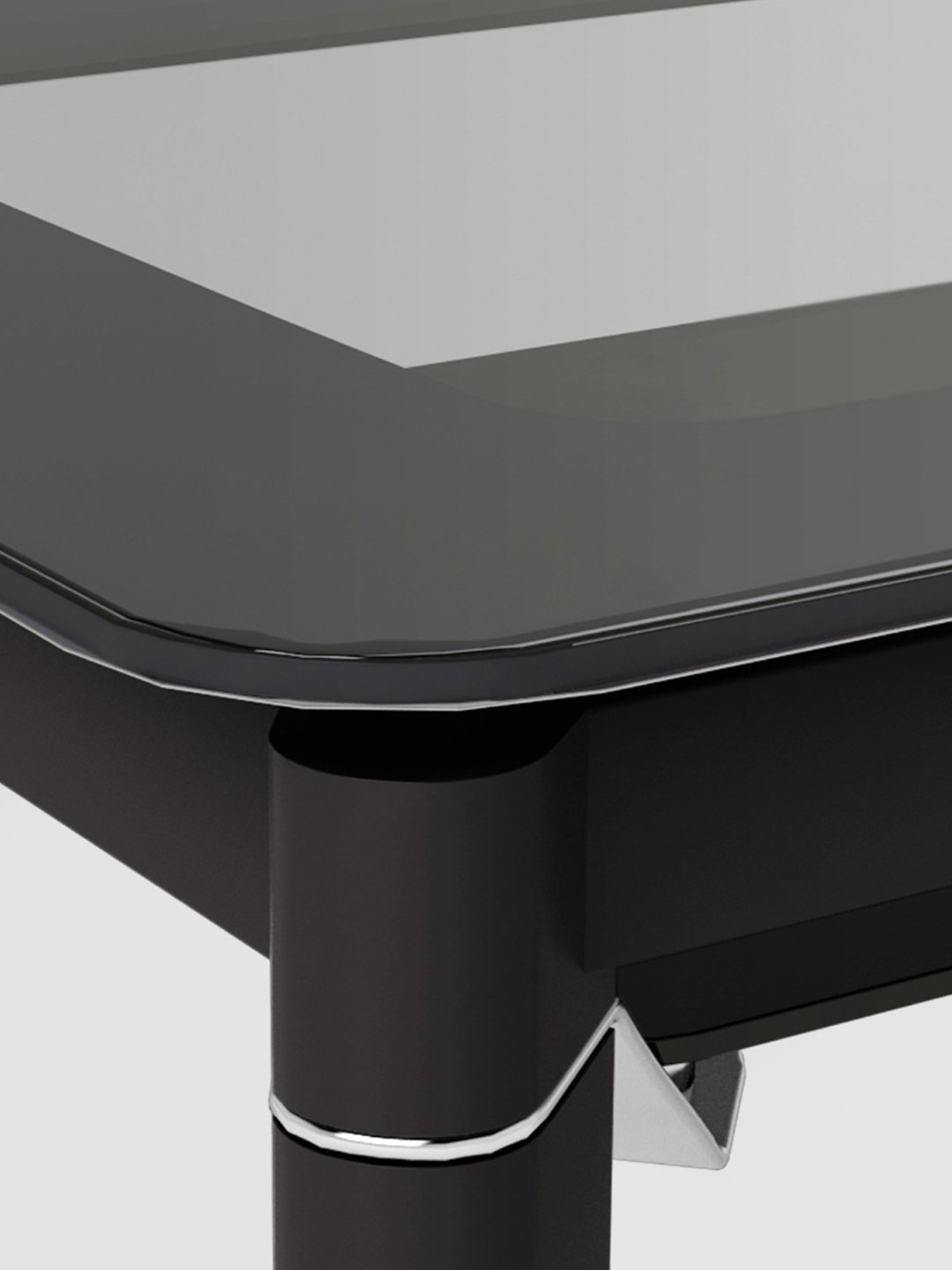 Godrej Interio Brawn Black & Grey Tempered Glass 6 Seater Rectangular Dining Table Set