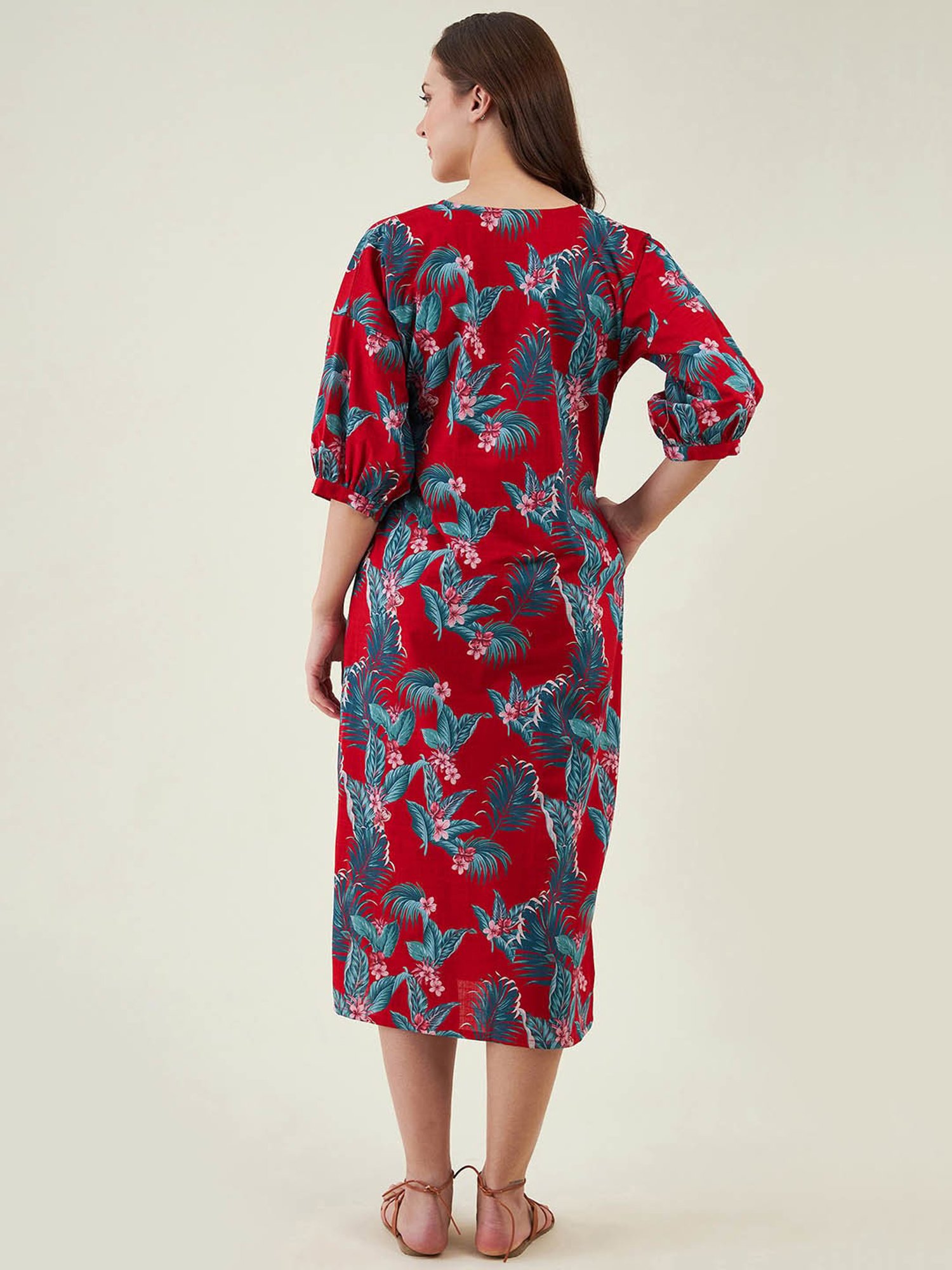 The Kaftan Company Red Printed A Line Dress