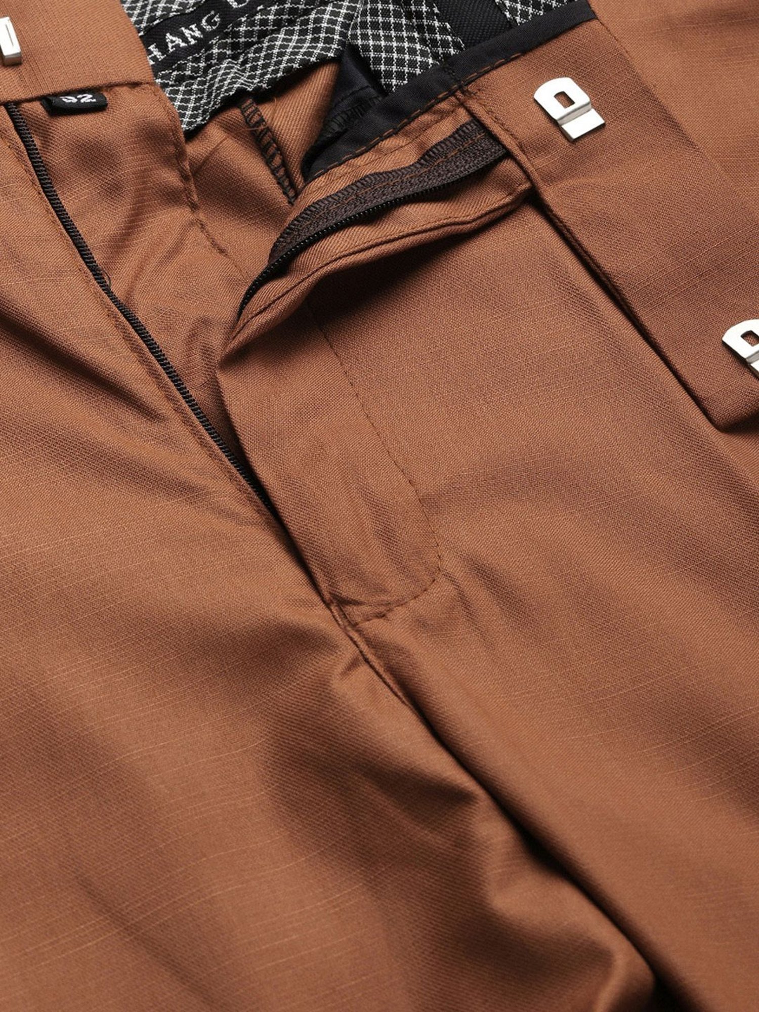 Hangup Brown Regular Fit Flat Front Trousers