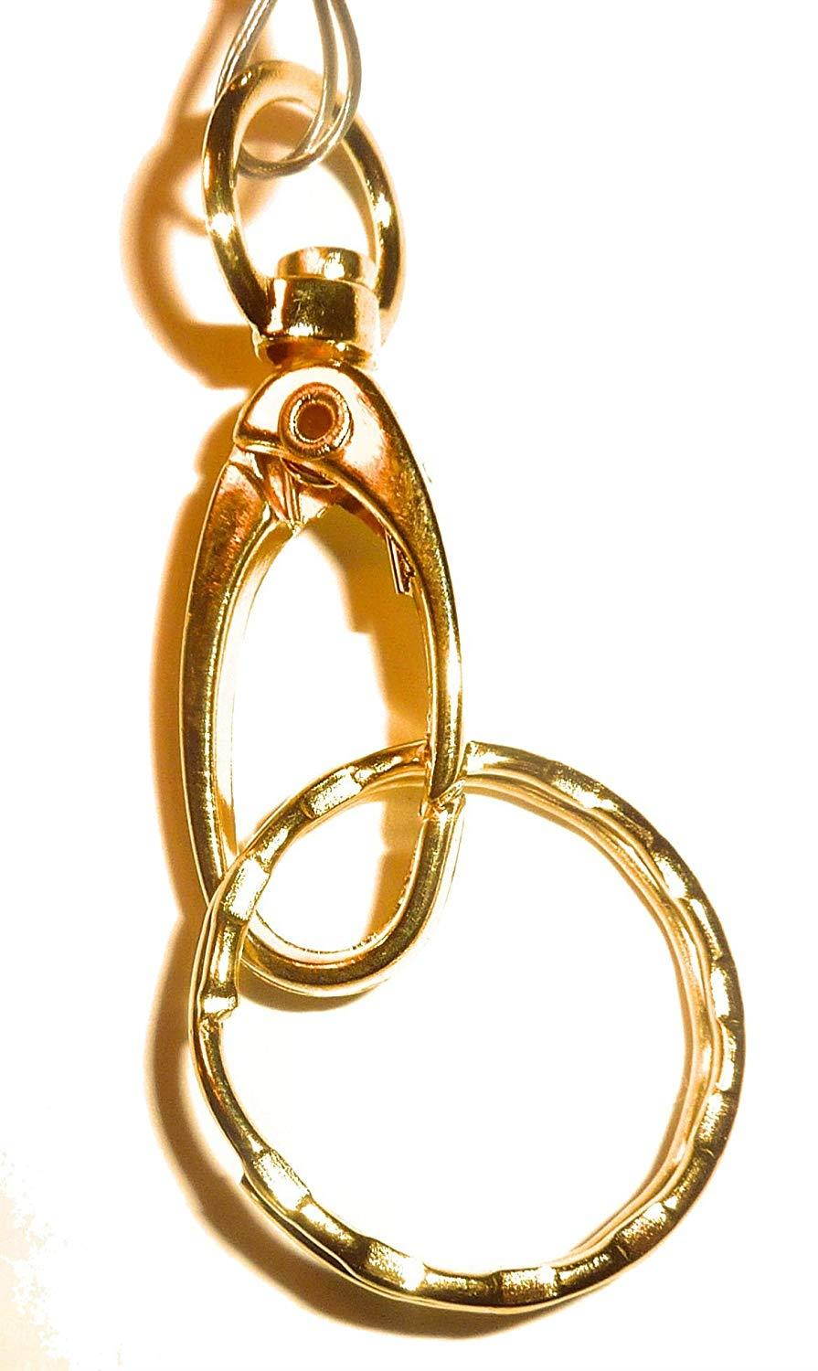 Hidden Hollow Beads, Simple Black, Women's Fashion Beaded Lanyard Necklace, 34", Key and ID Badge holder (Simple White GOLD - Non Breakaway (stronger))