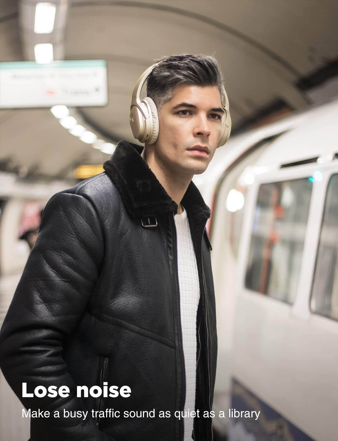 COWIN SE7 Active Noise Cancelling Headphones Bluetooth Headphones Wireless Headphones Over Ear with Mic/Aptx, Comfortable Protein Earpads 30H Playtime, Foldable Headphones for Travel/Work - Black