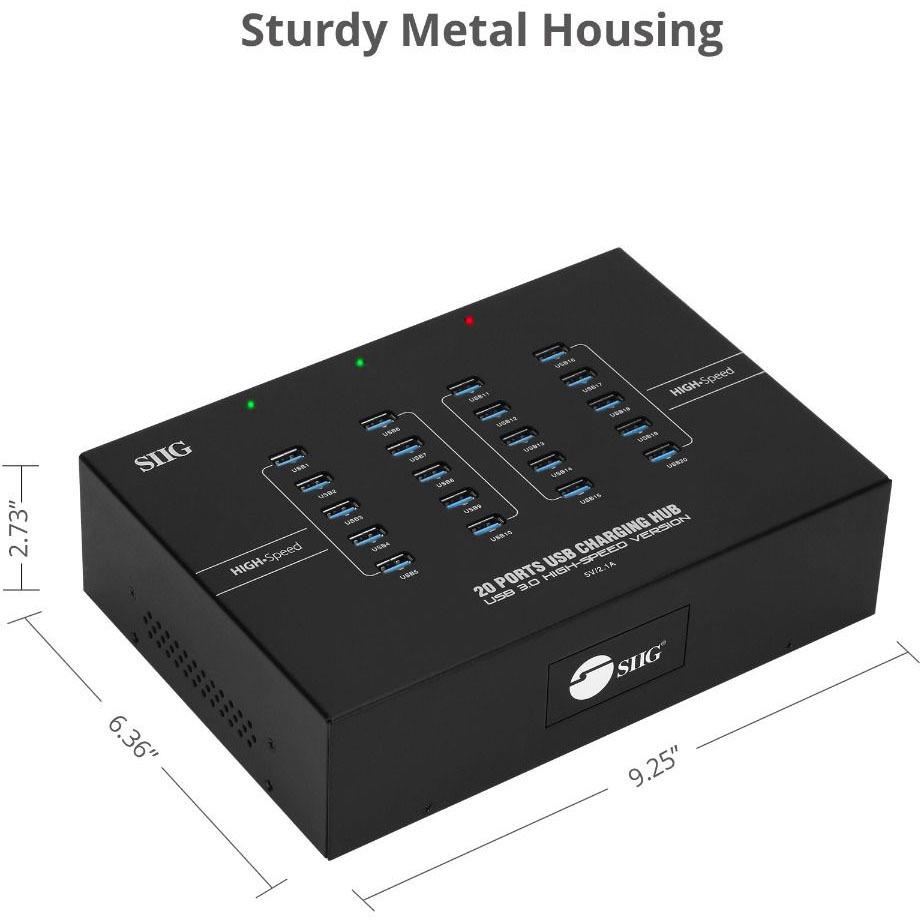 Siig 20-Port Industrial Usb 3.0 Hub With Charging