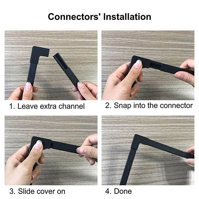 Channel Cable Concealer CMC03 Cord Cover Wall Cable Management System 125quot Cable Hider Raceway Kit for a Power Cord Ethernet Cable Speaker Wire 8X L157in W059in H039in Black