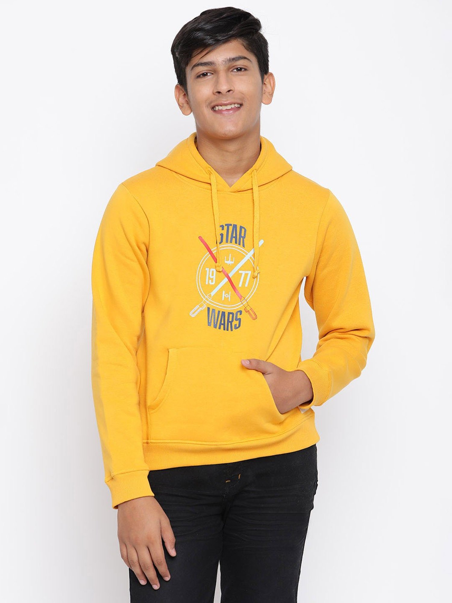 Lil Tomatoes Kids Mustard Printed Full Sleeves Sweatshirt