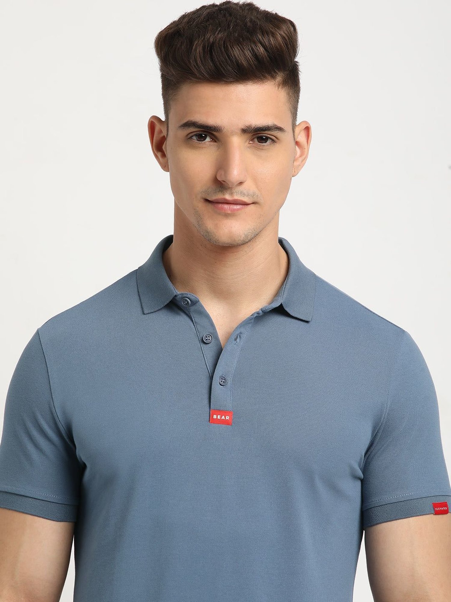 The Bear House Teal Blue Slim Fit Polo T-Shirt