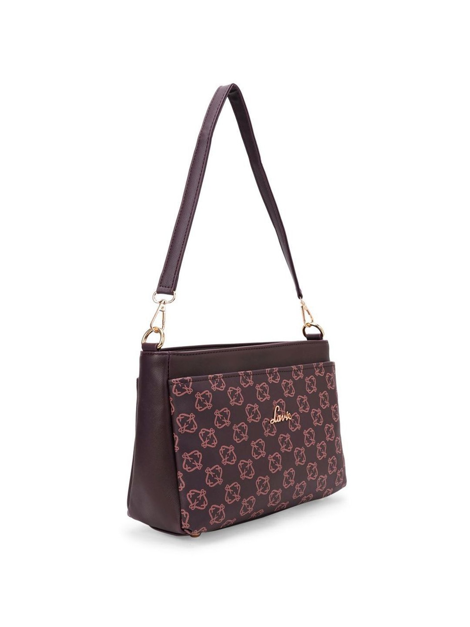 Lavie Mono Olivia Maroon Synthetic Printed Sling Handbag