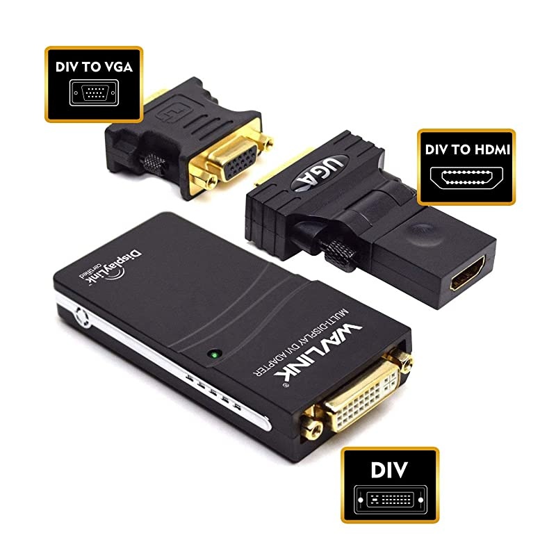 USB 20 to VGADVIHDMI Universal Video Graphics Display Adapter Displaylink Chip Supports up to 6 Monitor displaysup to 1920 x 108060Hz for Windows Mac OS Chrome OS Android 50 Later