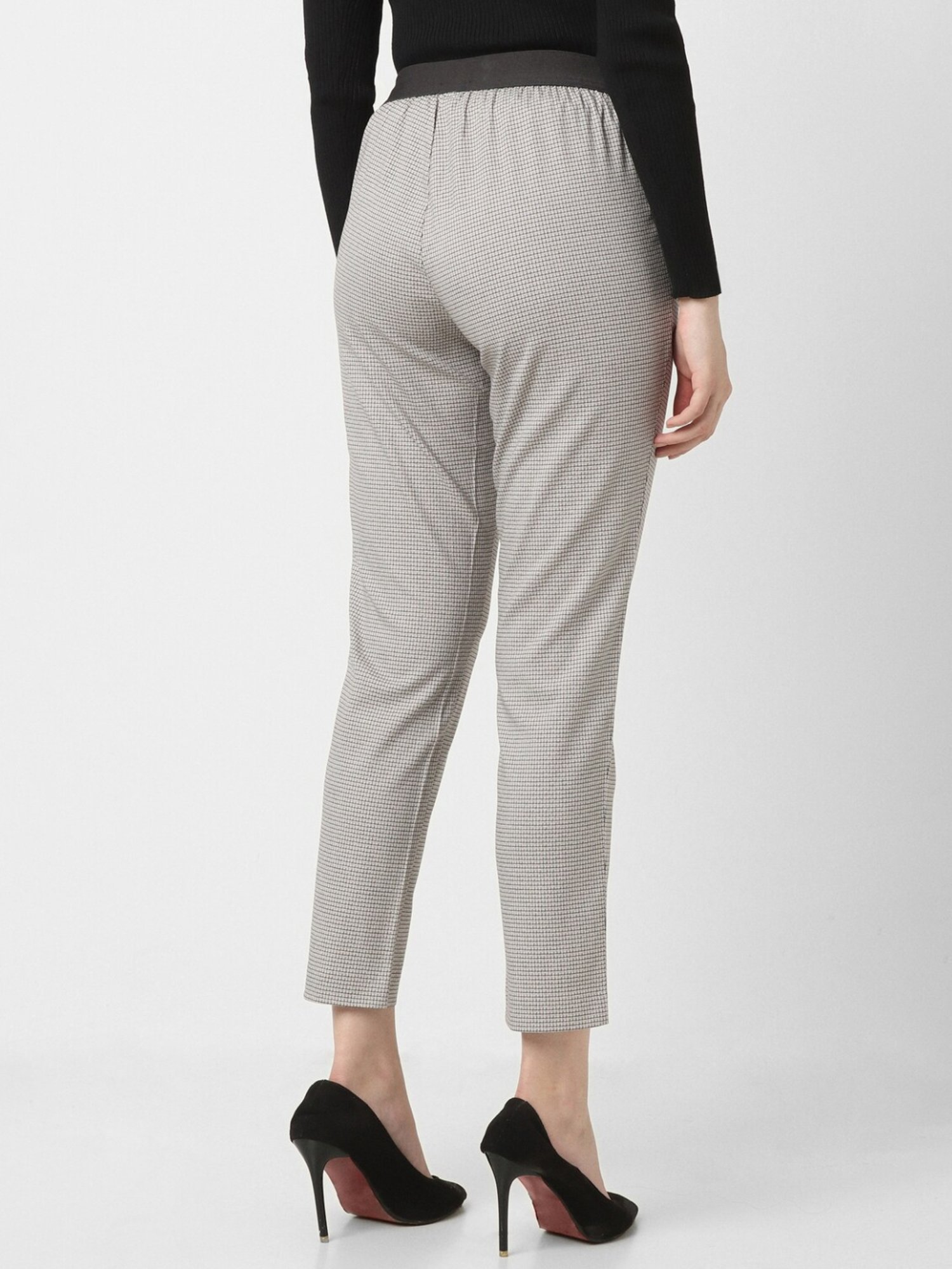 Van Heusen Grey Chequered Formal Pants