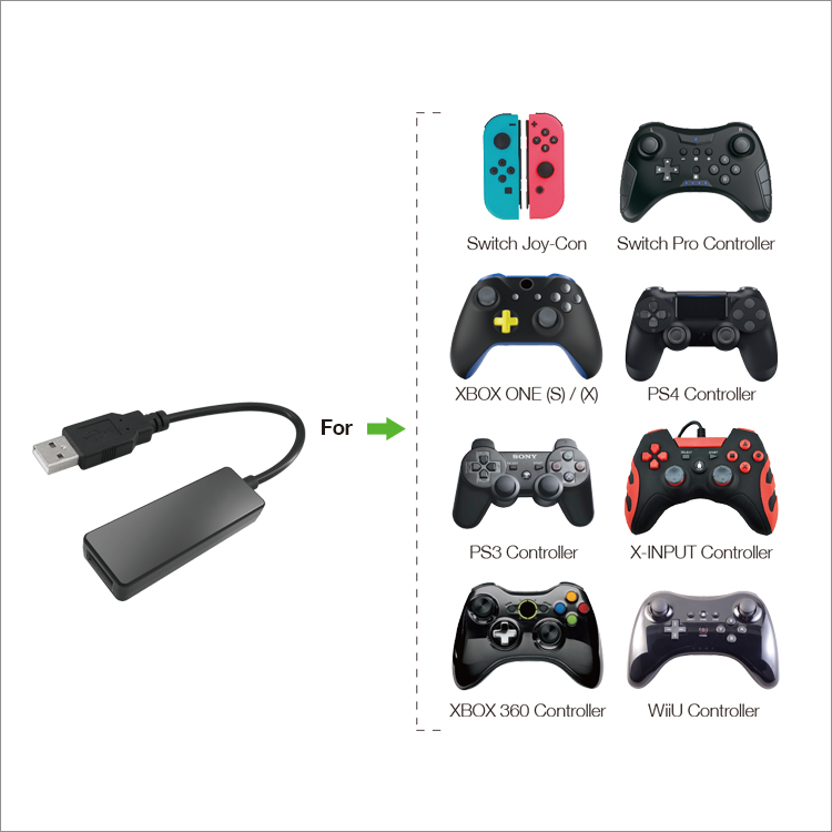 DOBE USB Wired Wireless Bluetooth Converter Adapter for Nintendo Switch / Wii U, Xbox One X/S, PS4 / PS3 Controller