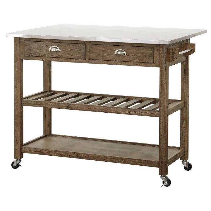 Hadley Kitchen Cart Island with Drop Down Shelf Barnwood - Boraam