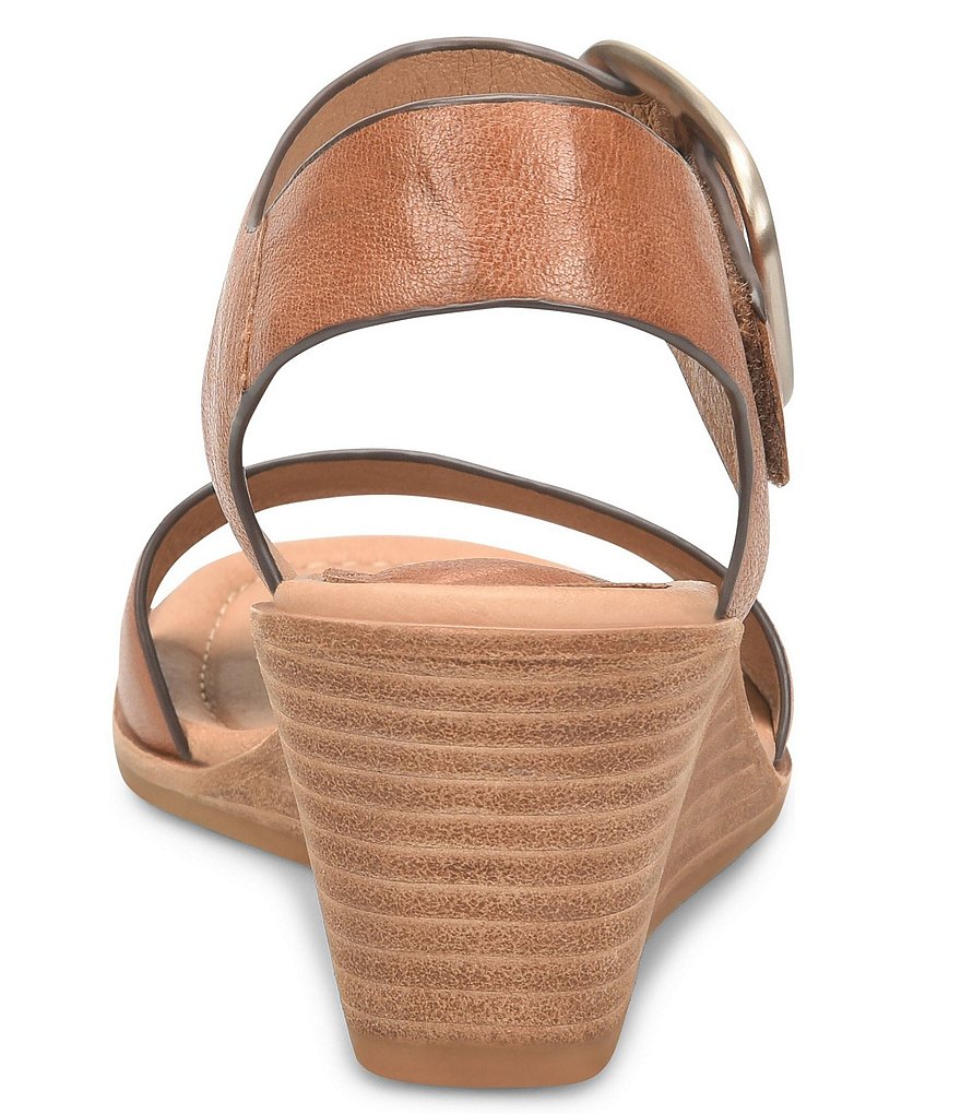 Sofft Greyston Leather Adjustable Buckle Wedge Sandals