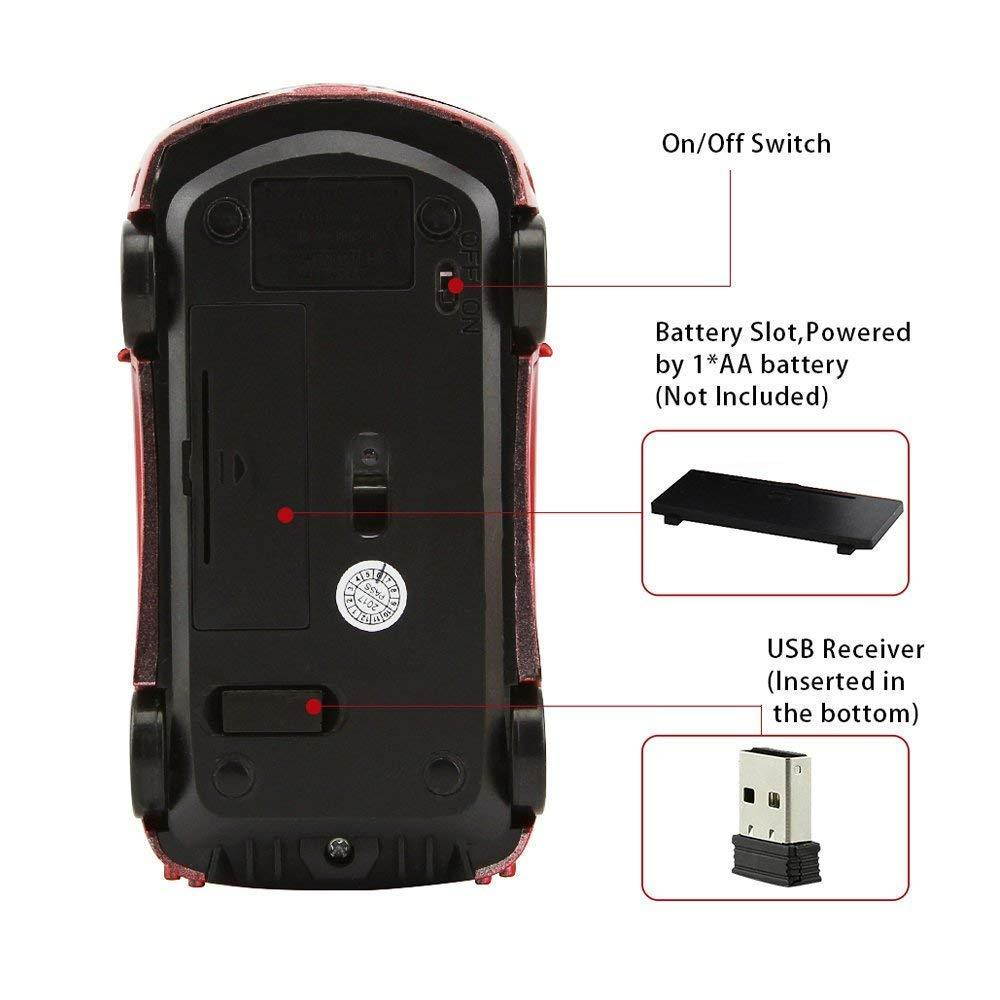 Jinfili Car Wireless Mouse Gaming Pc Optical Mice 3 Button 2.4G Mini Receiver Red for Laptop Notebook &hellip;