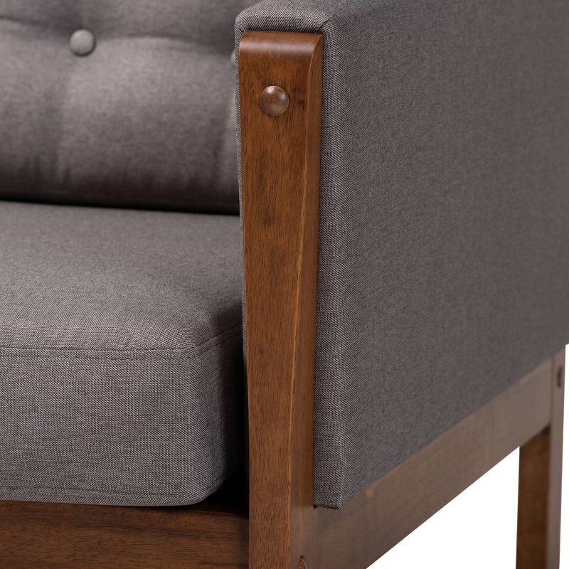 Lenne Upholstered Loveseat Gray/Walnut - Baxton Studio