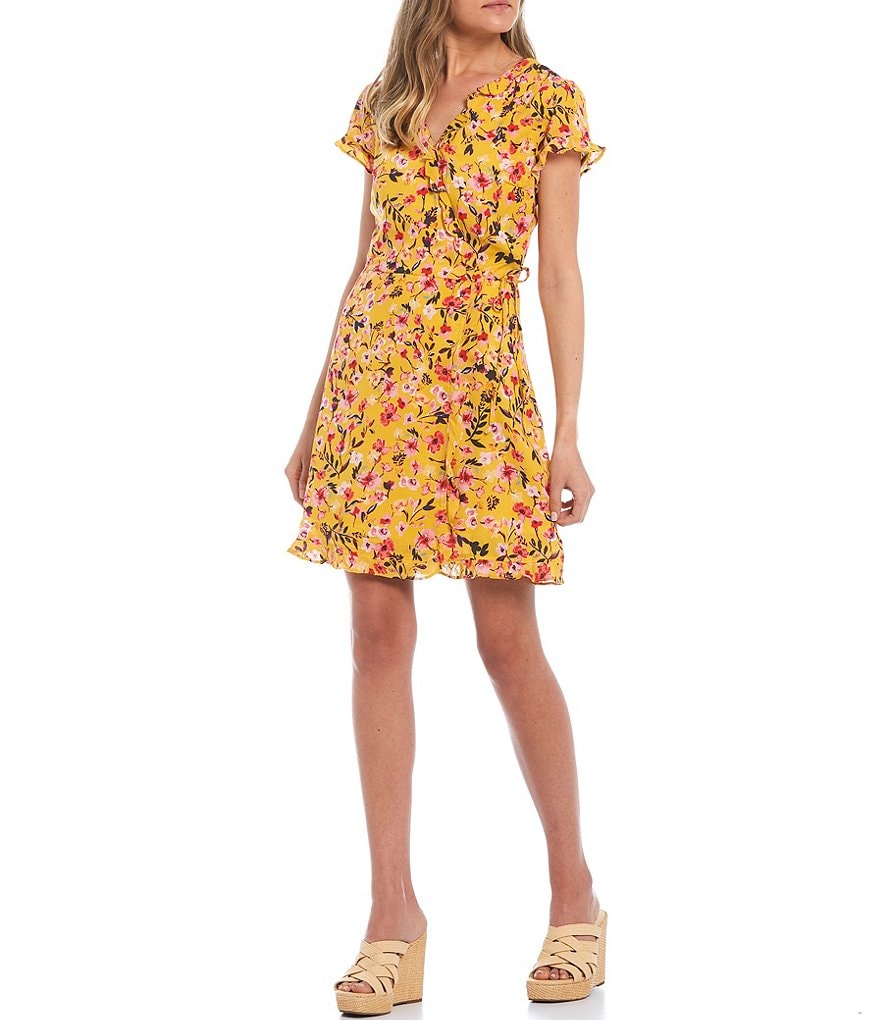 B. Darlin Sleeveless Lurex Striped Tiered Trapeze Dress