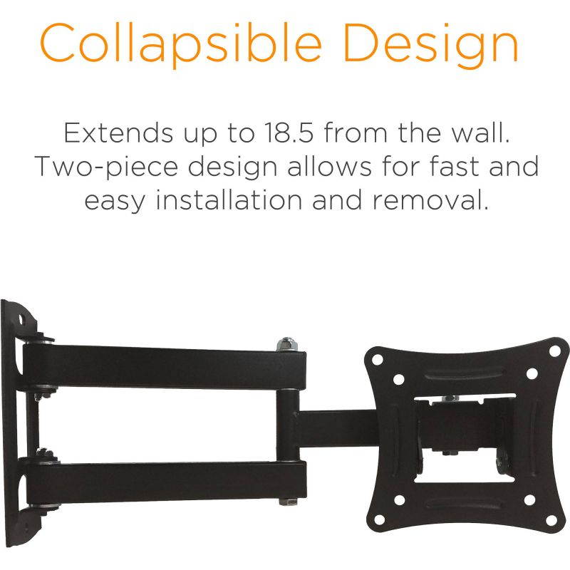 TV Wall Mount Kit for 10"-27" TVs up to 44 Pounds with HDMI Cable