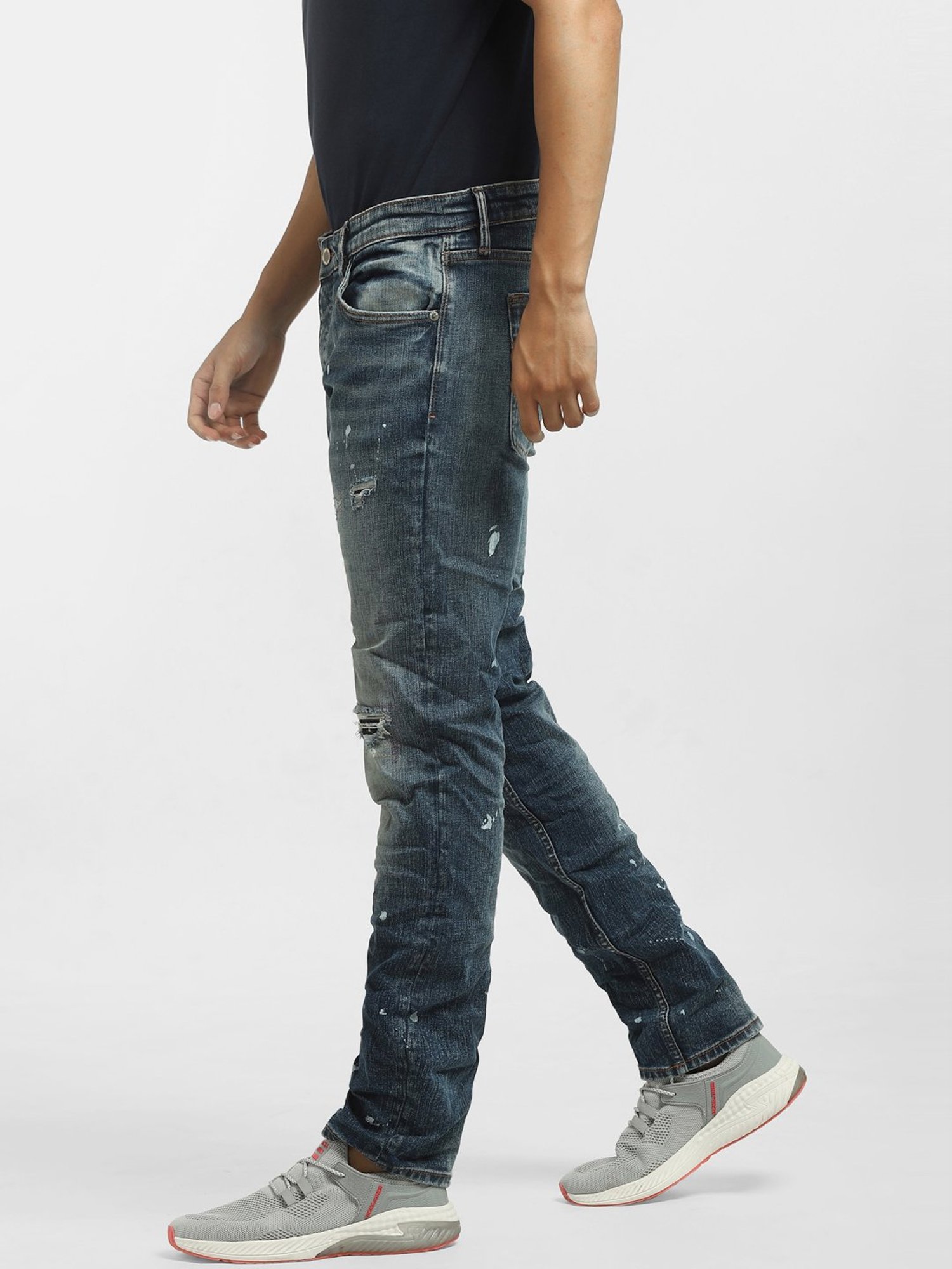 Jack & Jones Dark Blue Denim Cotton Regular Fit Jeans