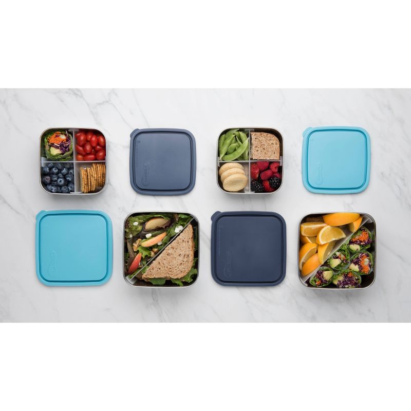 U-Konserve To-Go Stainless Steel Food-Storage Container Bento Square 50oz - Ocean Plastic Lid