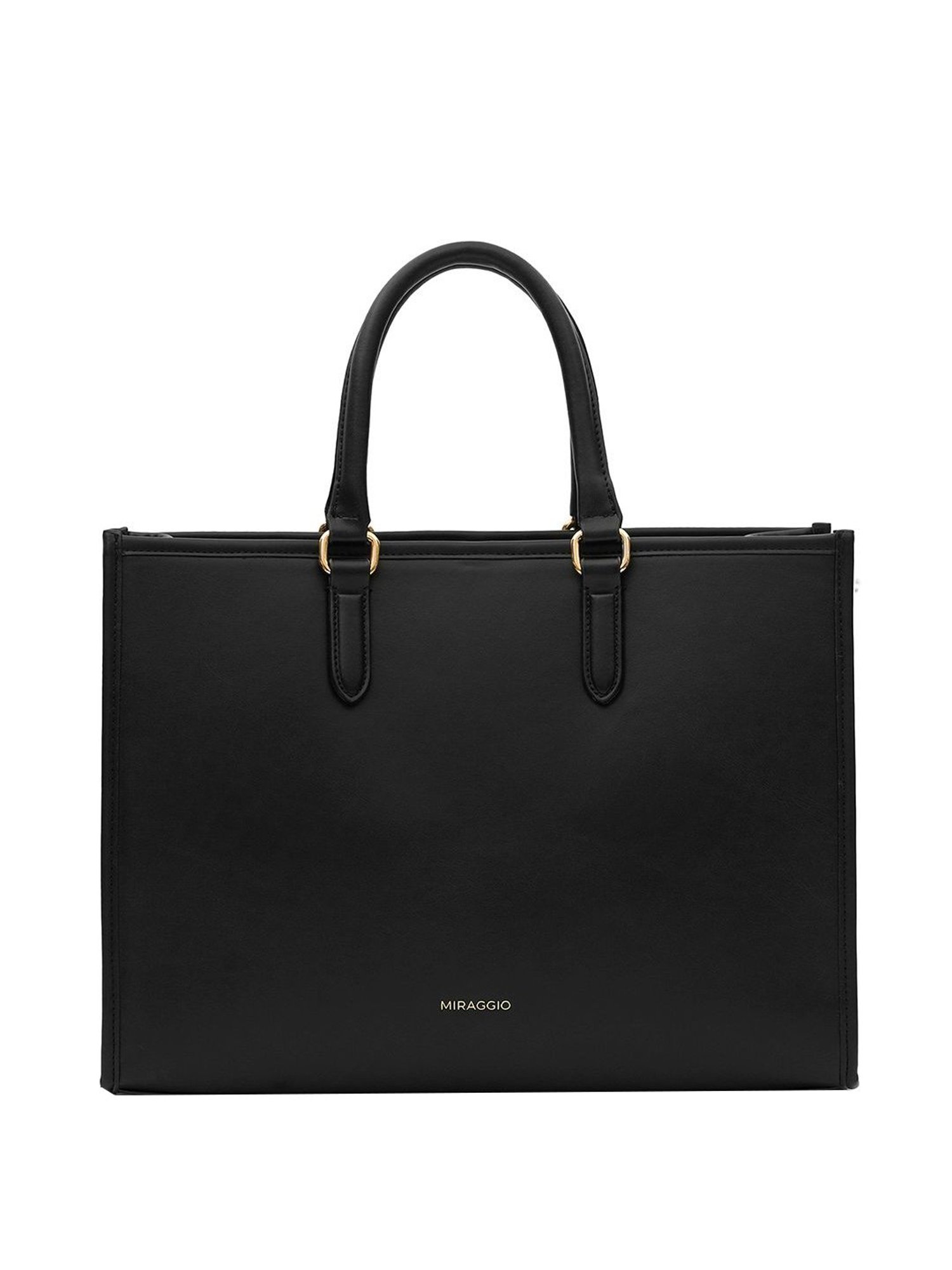 Miraggio Black Solid Large Tote Handbag