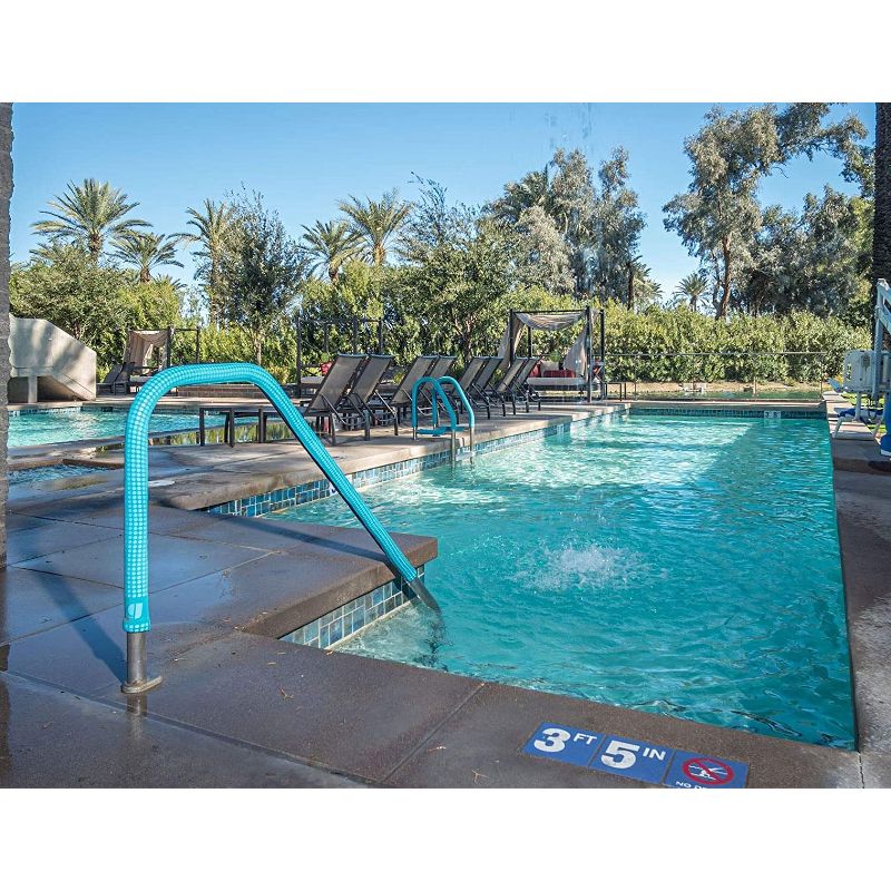 KoolGrips Comfort Cover 6 Foot Neoprene Zippered Hand Grip Rail Slip Cover Sleeve In Ground and Above Ground Swimming Pools, 1 Cover, Indian Teal Blue