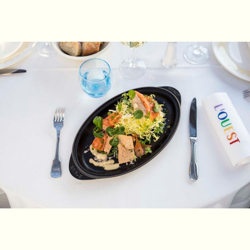 Staub Cast Iron 14.5-inch x 8-inch Covered Fish Pan - Matte Black